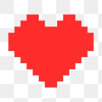 Pixelated heart PNG sticker, red design icon