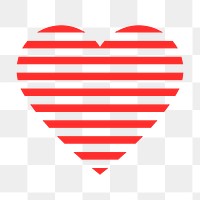 Cute heart PNG sticker, red striped design icon