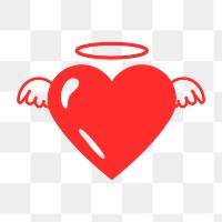 Angel heart PNG sticker, red cute design icon