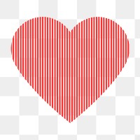 Cute heart PNG sticker, red striped design icon