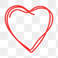 Doodle heart PNG clipart, red simple design icon