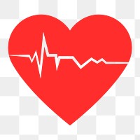 Healthy heart PNG clipart, red cardiograph design icon