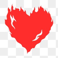 Burning heart PNG clipart, red design icon