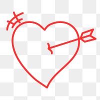 Doodle heart PNG clipart, red simple design icon