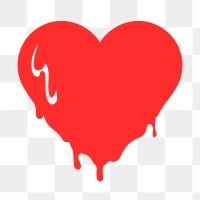 Melting heart PNG sticker, red design icon