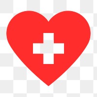 Red heart PNG clipart, healthcare design icon