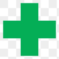 Medical cross png sticker symbol, green plus sign clipart