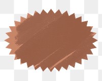 Shape png badge sticker, brown flat clipart