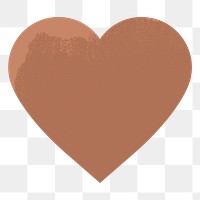 Heart png sticker shape, brown flat clipart