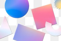 Abstract memphis png background, holographic gradient geometric shapes