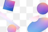 Abstract memphis png background, holographic gradient geometric shapes