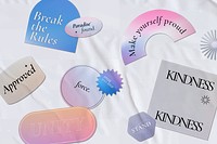 Aesthetic png transparent background, empowerment typography holographic wallpaper