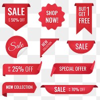 Sale png banner sticker, transparent shopping clipart set