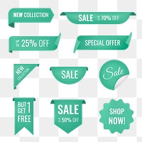 Sale png banner sticker, transparent shopping clipart set