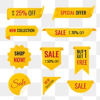 Sale png banner sticker, transparent shopping clipart set