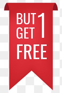 Shopping png banner sticker, buy 1 get 1 free  transparent clipart