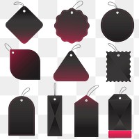 Shopping badge png sticker, black printable clipart design set