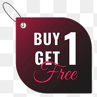 Price png tag sticker, buy 1 get 1 free clipart