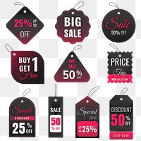 Sale png badge sticker, transparent shopping clipart set