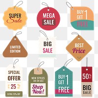 Sale png badge sticker, transparent shopping clipart set