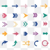 Arrow png icons, colorful business sticker, direction transparent symbol set