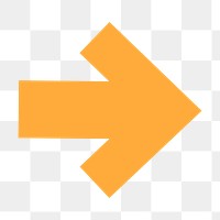 Arrow png icon, yellow simple sticker, right direction transparent symbol