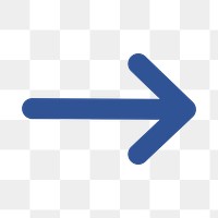 Arrow png icon, blue simple sticker, right direction transparent symbol