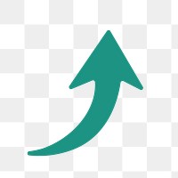 Arrow png icon, green curved sticker, right direction transparent symbol