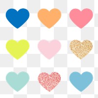 Heart shape png sticker, cute pastel valentine’s clipart set