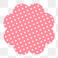 Pink pattern badge png collage element, cute polka dot feminine clipart