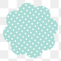 Blue pattern badge png collage element, cute polka dot feminine clipart