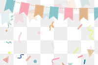 Birthday party png background, colorful ribbons, festive design