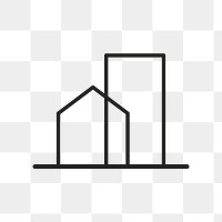 Building icon png, architecture symbol flat design illustration