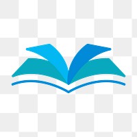 Open book icon png, education symbol flat design illustration