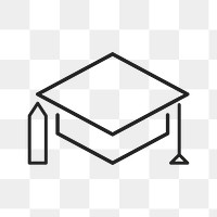 Mortarboard icon png, education symbol flat design illustration