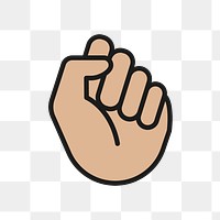 White fist icon png, human right symbol flat design illustration