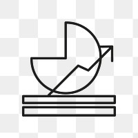 Pie chart icon png, financial graph symbol flat design illustration