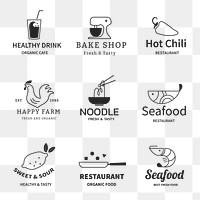 Food business logo png, branding design set