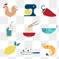 Food logo icon png flat design illustration set