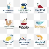 Food & Beverage business logo png, branding design set