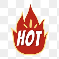 Hot png flame typography sticker, doodle clipart