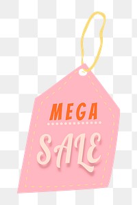 Mega sale png badge sticker, shopping swing tag clipart