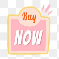 Buy now png badge sticker, shopping doodle clipart