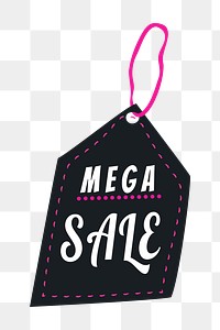 Mega sale png badge sticker, shopping swing tag clipart