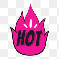 Hot png flame badge sticker, doodle clipart