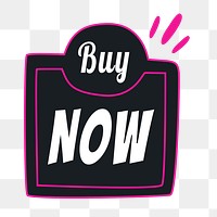 Buy now png badge sticker, shopping doodle clipart