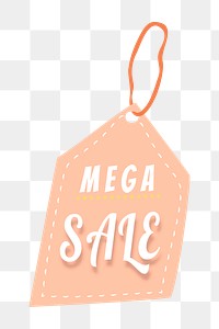 Mega sale png badge sticker, shopping swing tag clipart