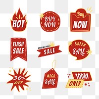 Sale png tag sticker, doodle shopping clipart collection