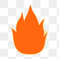 Flame png sticker, orange hand drawn clipart