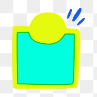 Square badge png sticker, doodle blue blank clipart